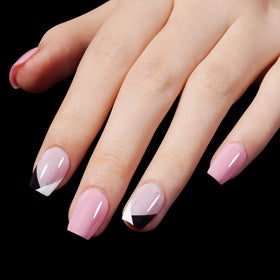 AILLSA Extra Short Coffin Nail Tips in use on nails