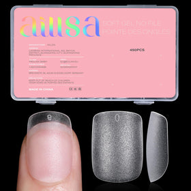 AILLSA Extra Short Square Nail Tips front view in packaging