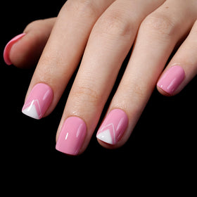 AILLSA Extra Short Square Nail Tips on a nail art display