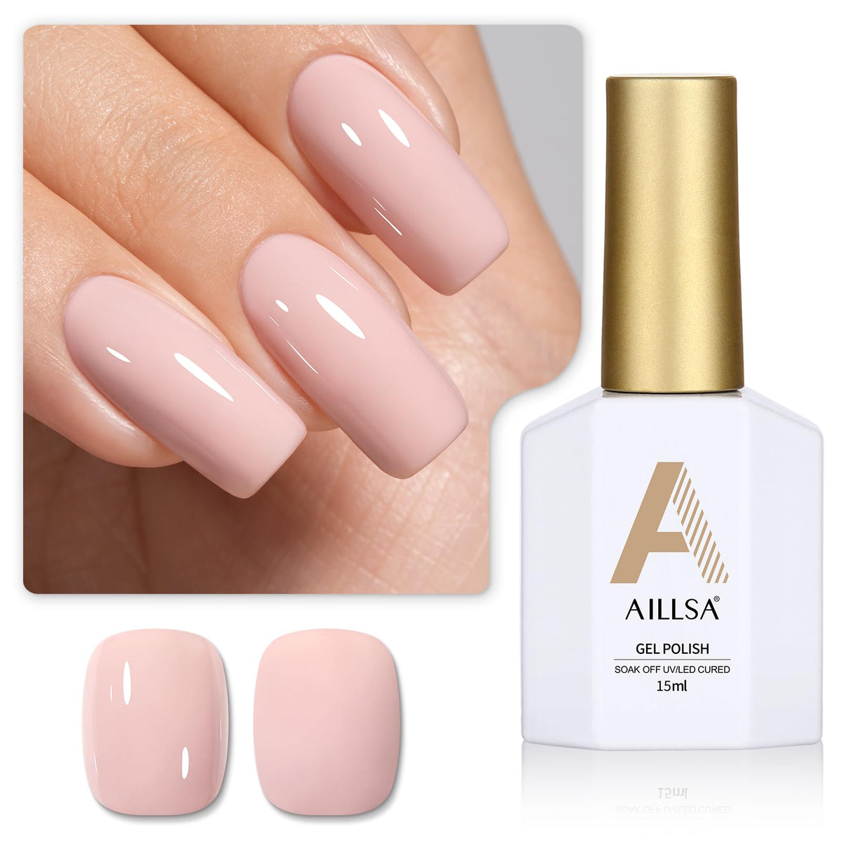 AILLSA Gel Nail Polish Nude Cappuccino 9g displayed with other nail polishes