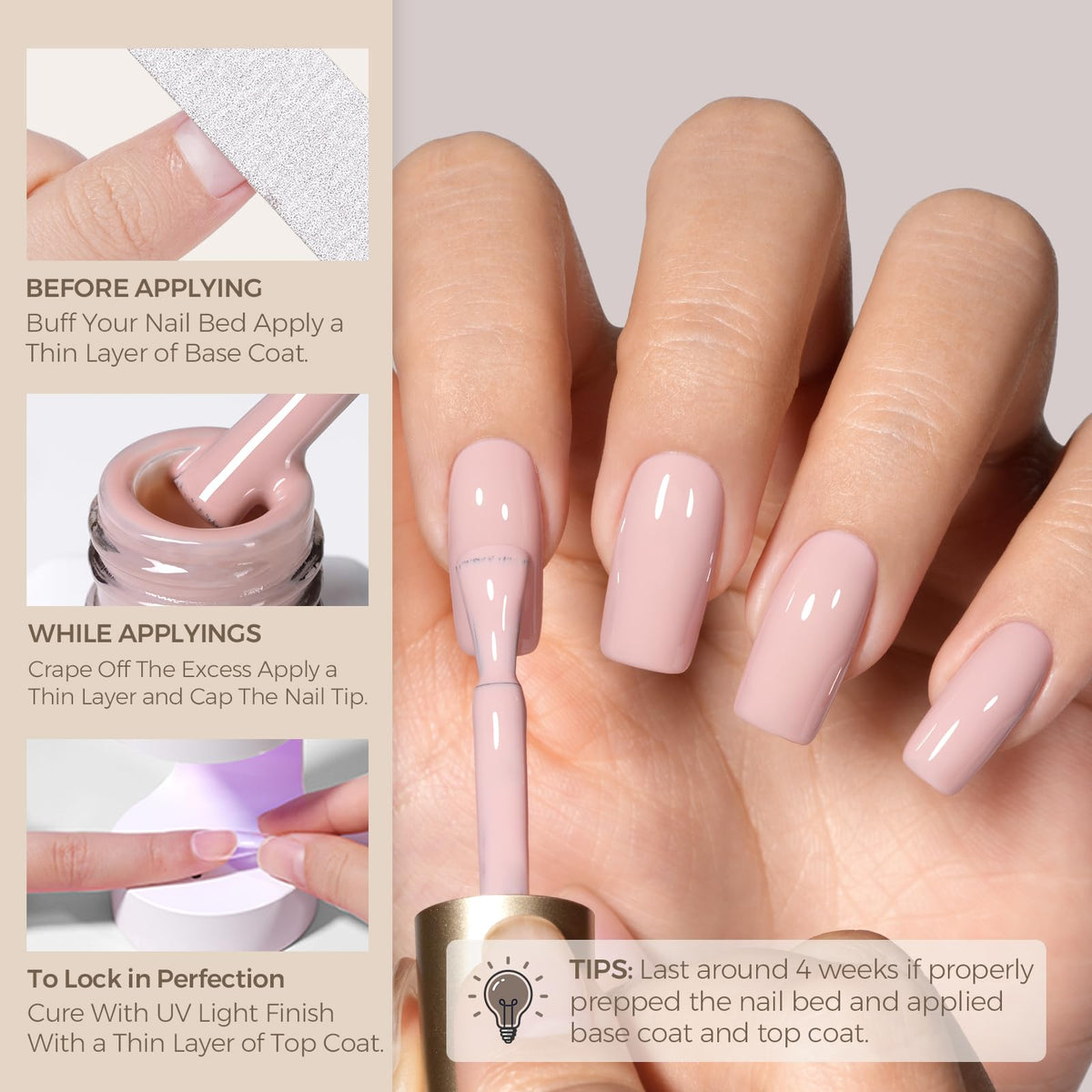 AILLSA Gel Nail Polish Nude Cappuccino 9g swatch on nail