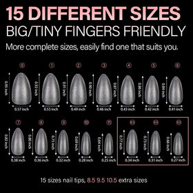 AILLSA Medium Almond Nail Tips showing natural fit on nails