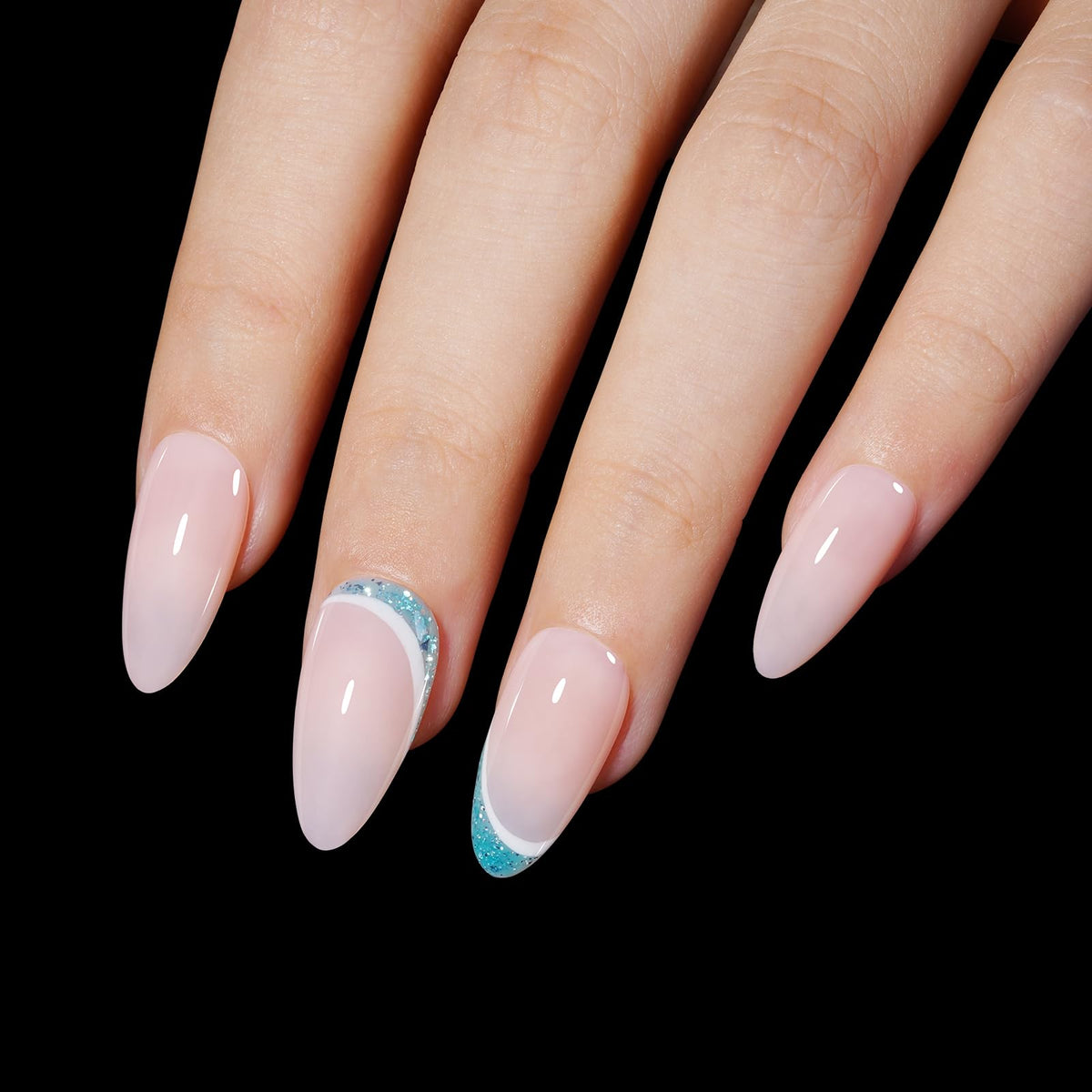 AILLSA Medium Almond Nail Tips with nail polish and dip powders