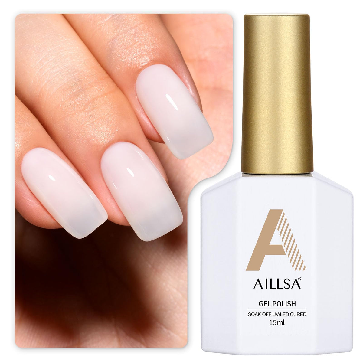 AILLSA Milky White Gel Nail Polish 50g front view