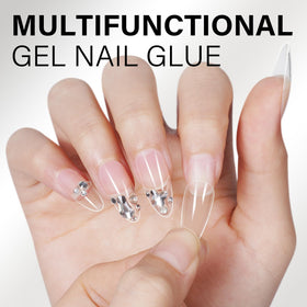 AILLSA Nail Gel Glue showing crystal clear finish