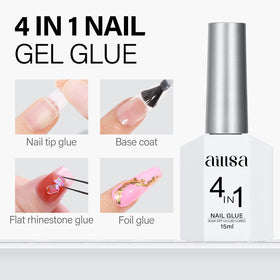 AILLSA nail glue bottle showing crystal-clear formula