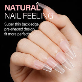 AILLSA nail tips in use on hands with nail polish