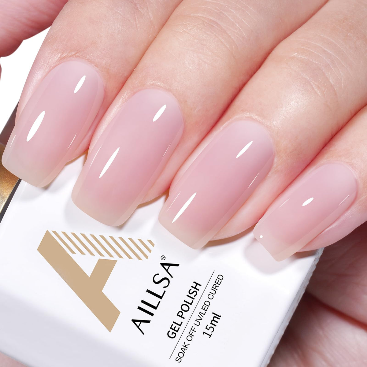 AILLSA Nude Gel Polish Gray Pink front view
