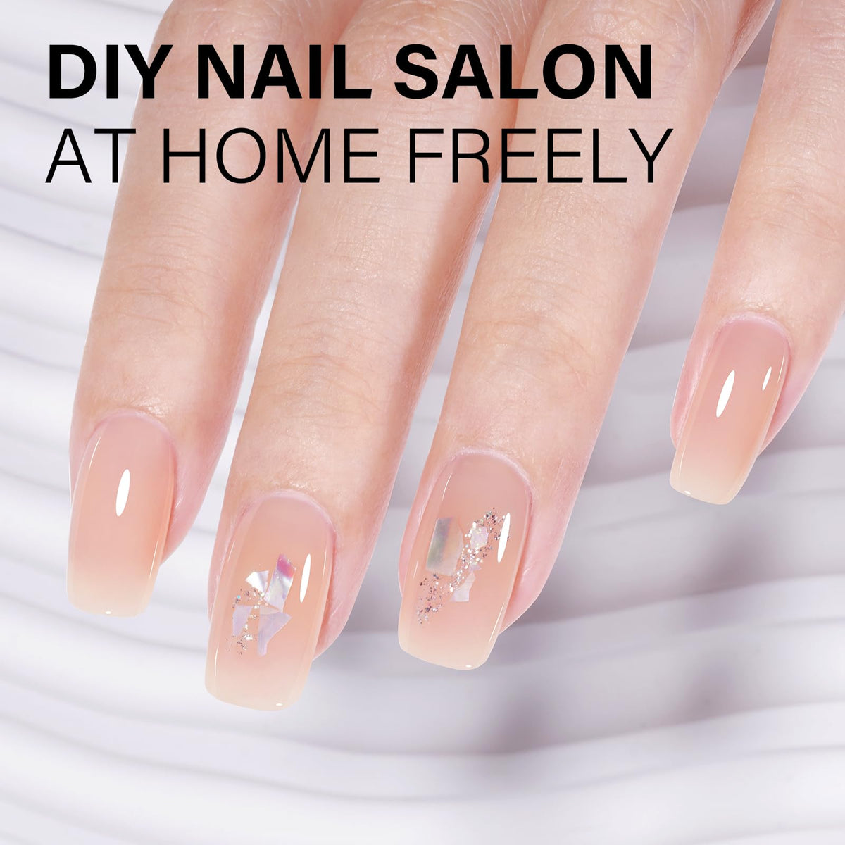AILLSA Nude Gel Polish Light Milky applied on nails