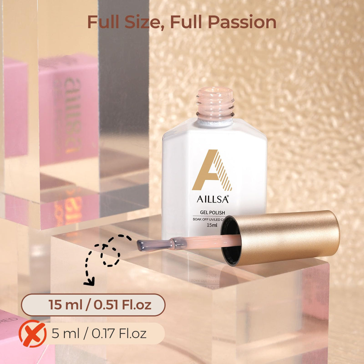 AILLSA Nude Gel Polish under UV lamp
