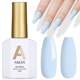 AILLSA Pastel Blue Gel Nail Polish front view with macaron finish