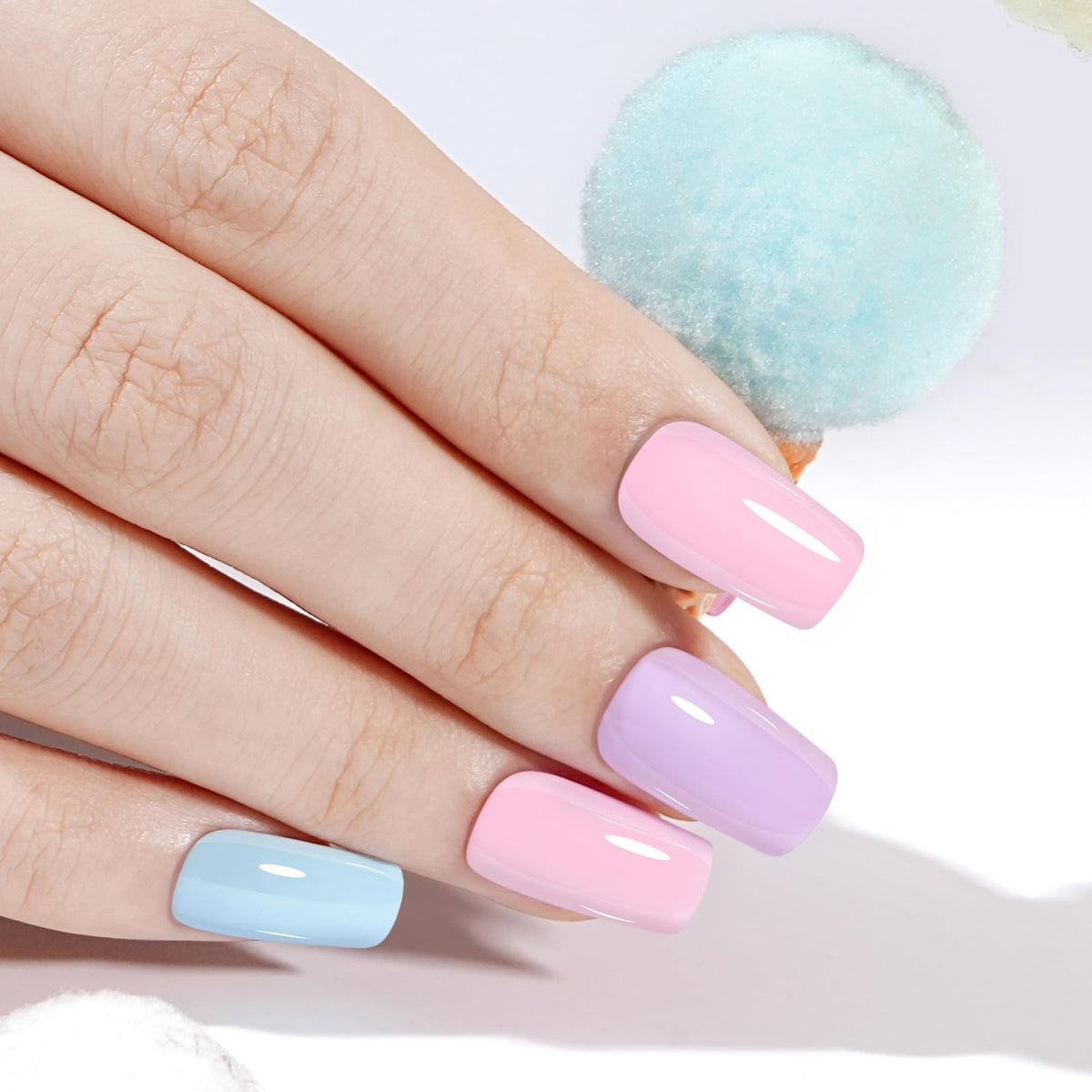 AILLSA Pastel Blue Gel Nail Polish with other pastel colours