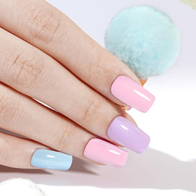 AILLSA Pastel Blue Gel Nail Polish with other pastel colours