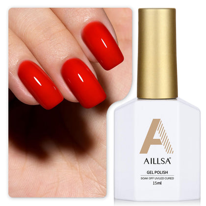 AILLSA Red Gel Nail Polish apple candy colour front view