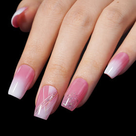 AILLSA Short Coffin Nail Tips on a hand