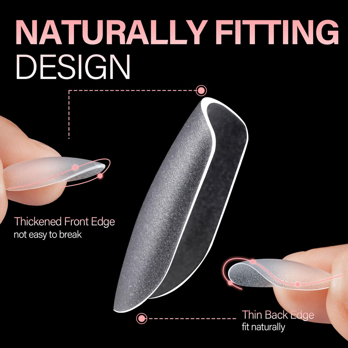 AILLSA Short Oval Nail Tips displayed with nail polish