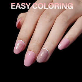 AILLSA Short Oval Nail Tips in a hand with nail art