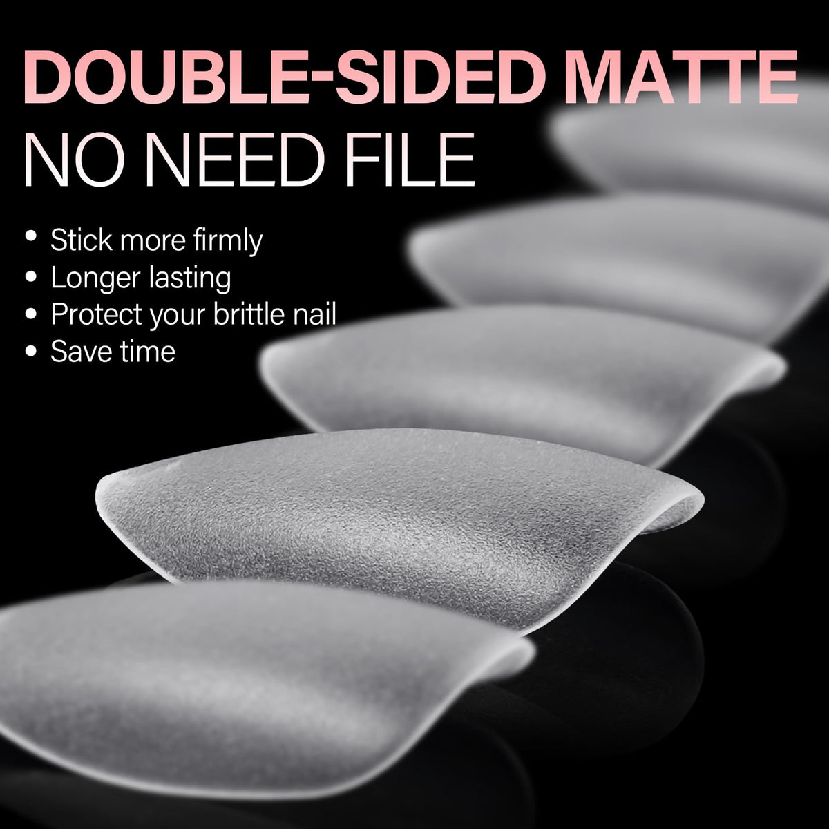 AILLSA Short Oval Nail Tips showing double-sided matte design