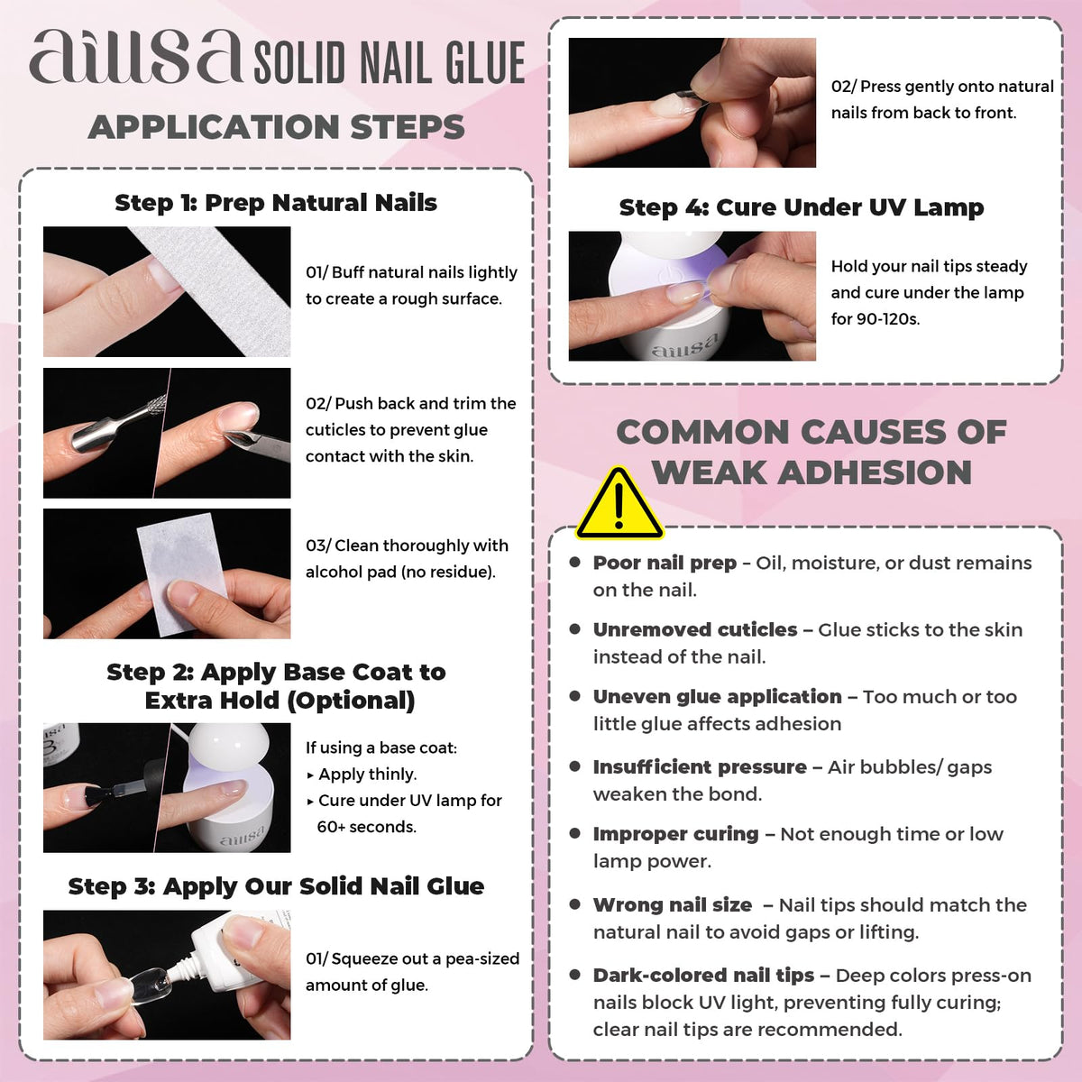 AILLSA Solid Gel Nail Glue 32g with nail art accessories