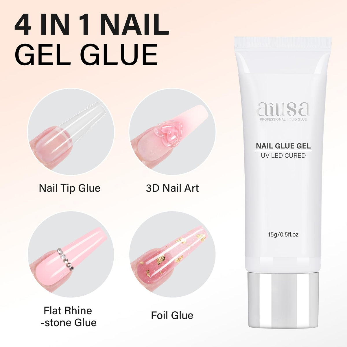 AILLSA Solid Gel Nail Glue 32g with nail tips