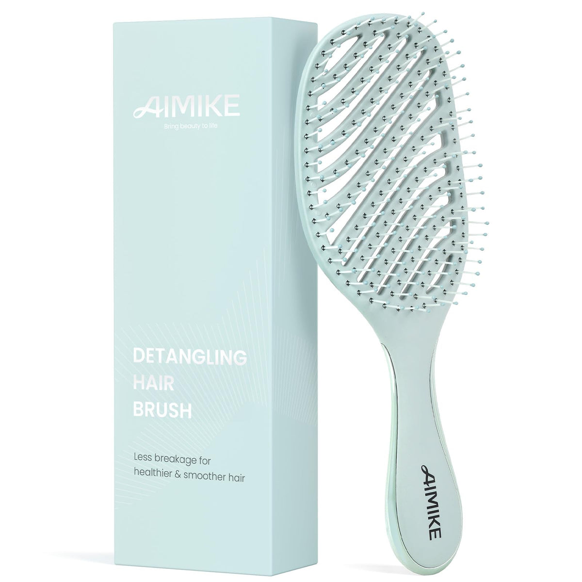 AIMIKE Detangler Hair Brush front view with velvet-touch finish