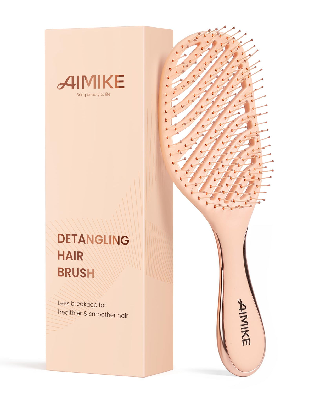 AIMIKE Detangling Brush front view with velvet-touch coating