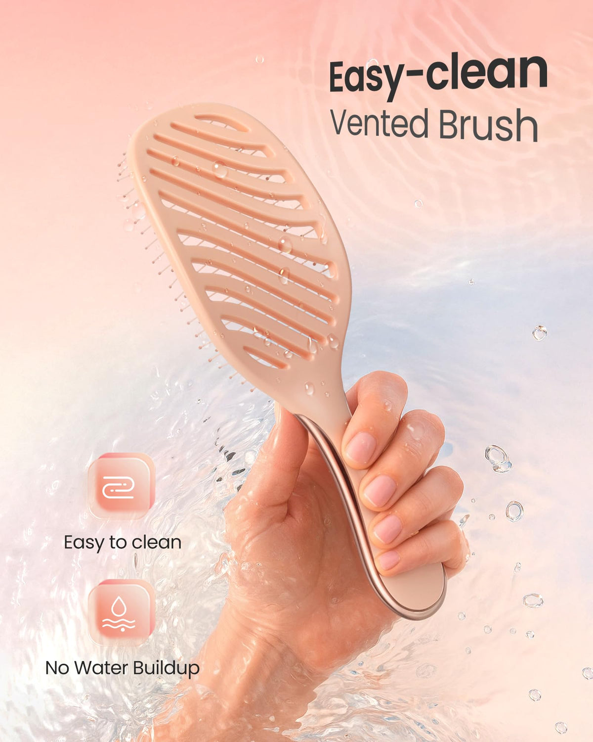 AIMIKE Detangling Brush in lifestyle setting on a bathroom counter