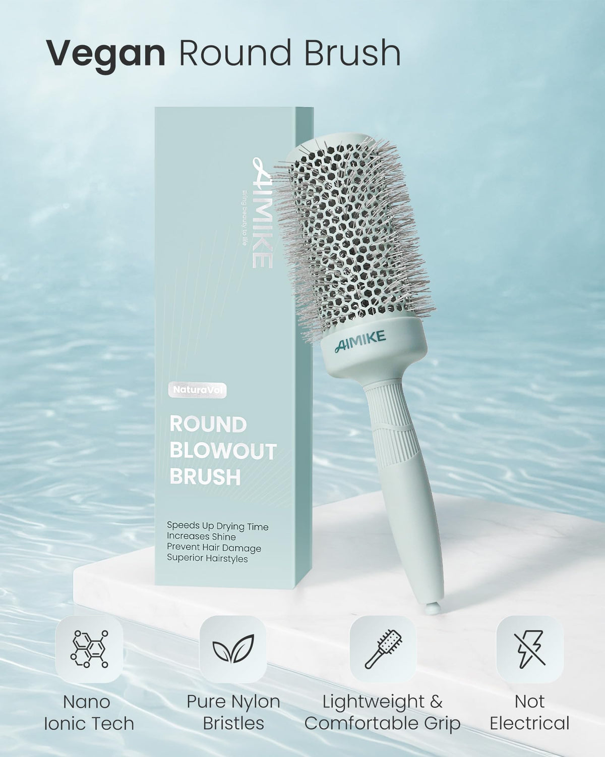 AIMIKE NaturaVol Large Round Brush in a lifestyle setting