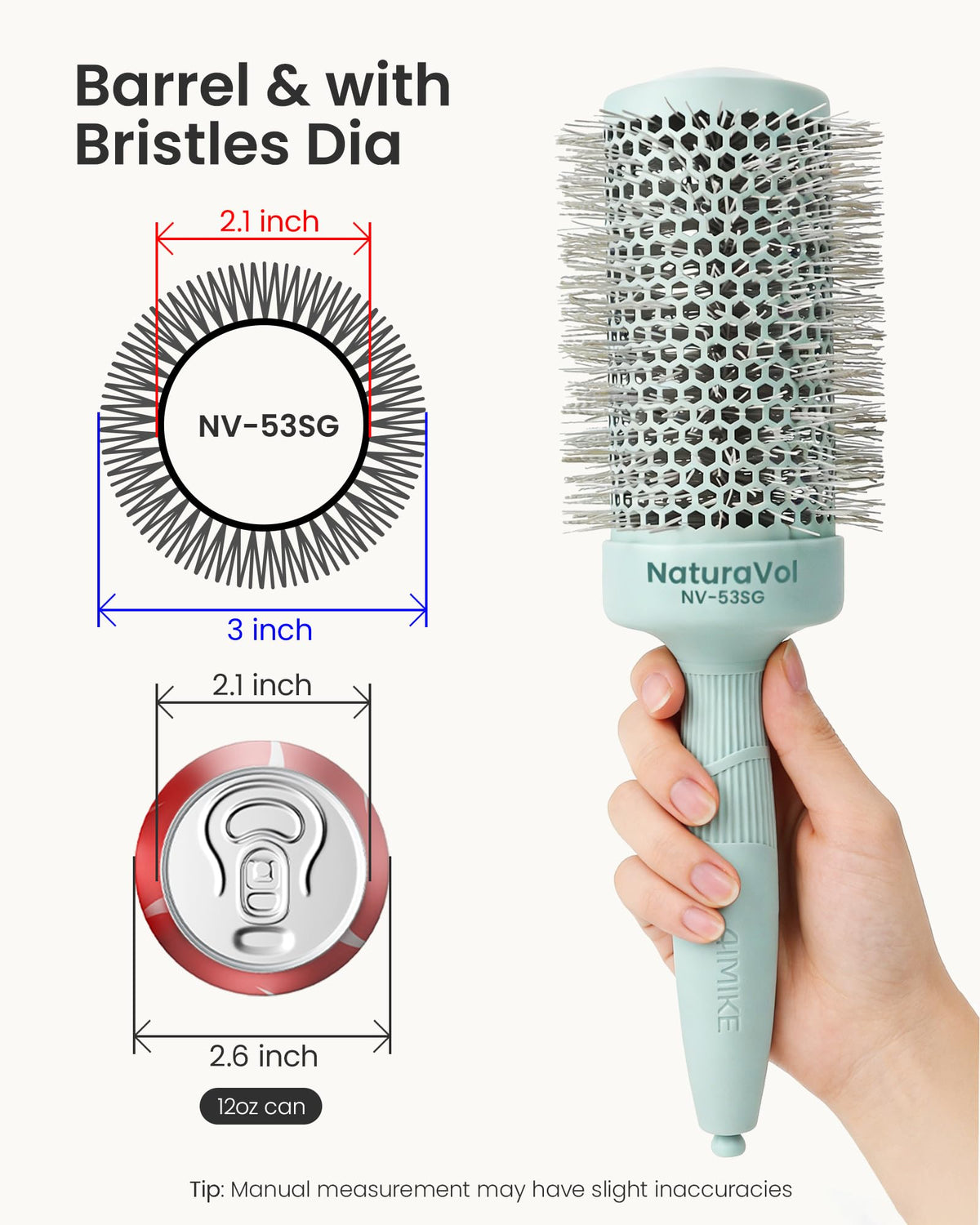 AIMIKE NaturaVol Large Round Brush showing bristle design
