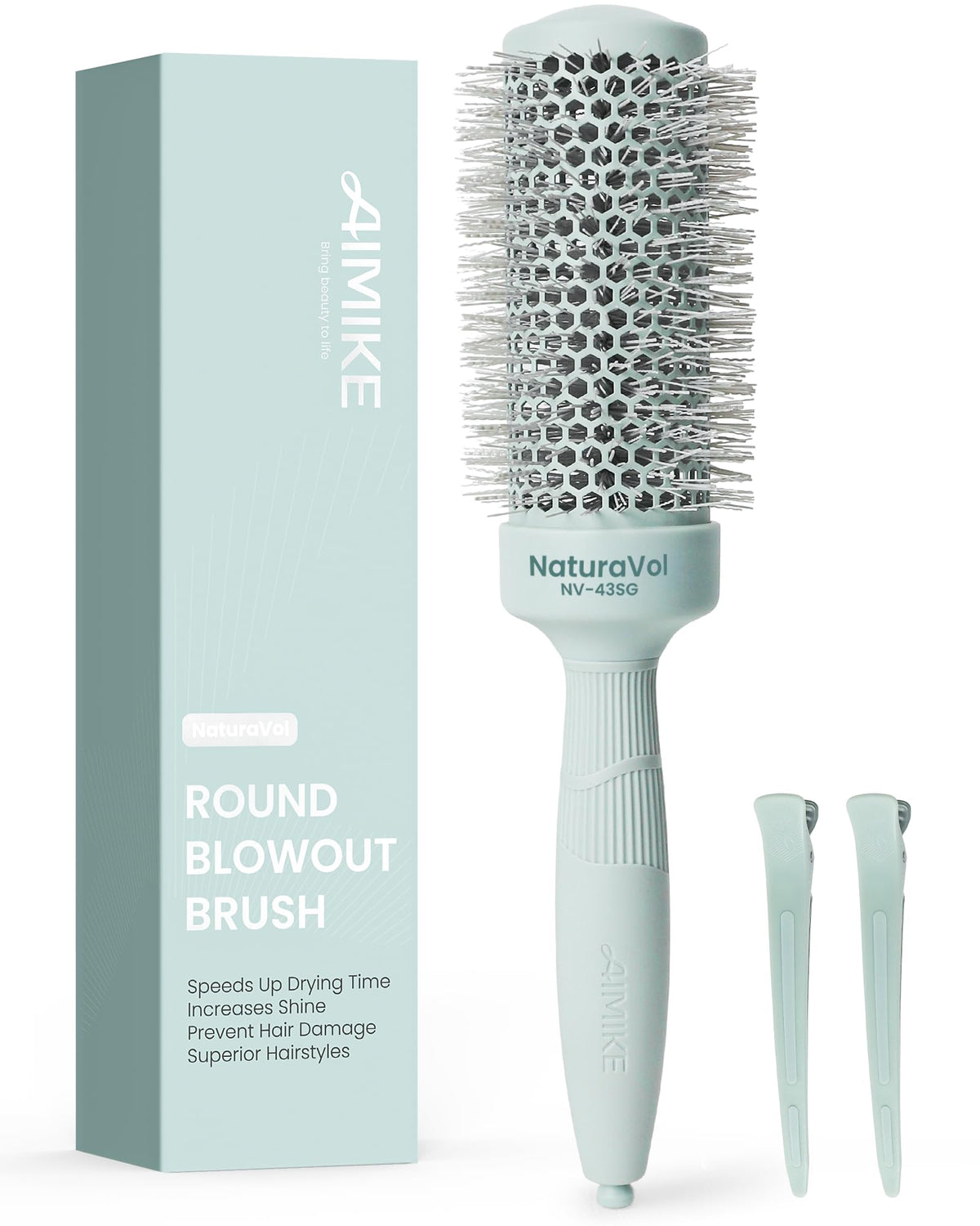 AIMIKE NaturaVol Round Brush front view with ergonomic handle