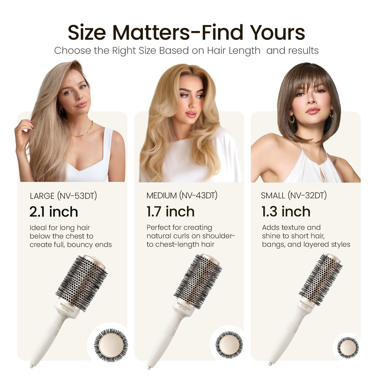 AIMIKE NaturaVol Round Brush included hair clips