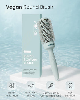 AIMIKE NaturaVol Round Brush with built-in sectioning pin and hair clips