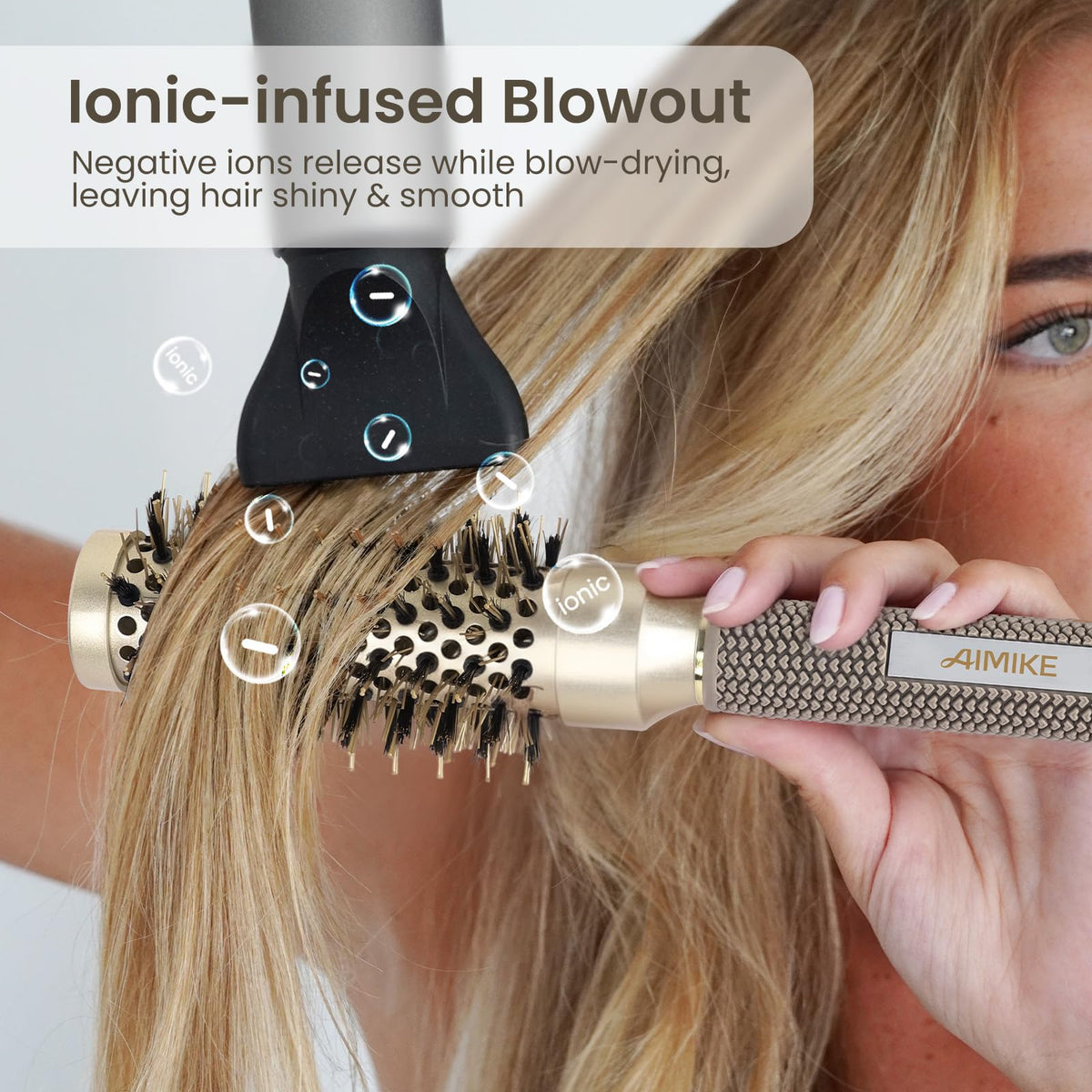 AIMIKE Round Hair Brush packaging front view