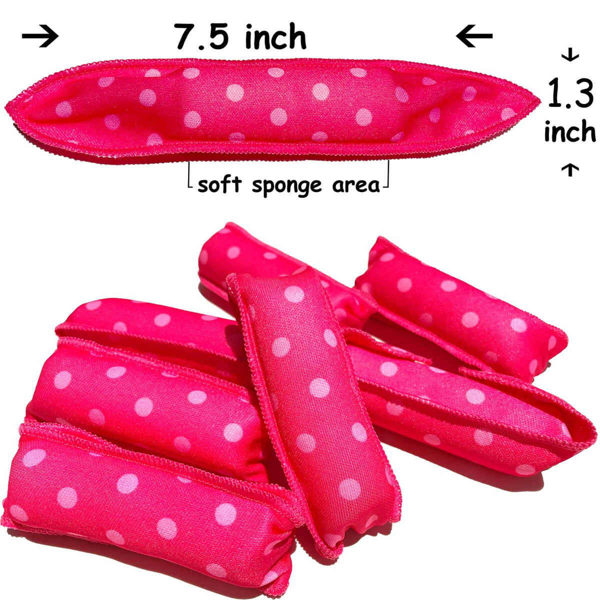 Aimin Hair Soft Satin Sponge Overnight Curlers pink on a pillow