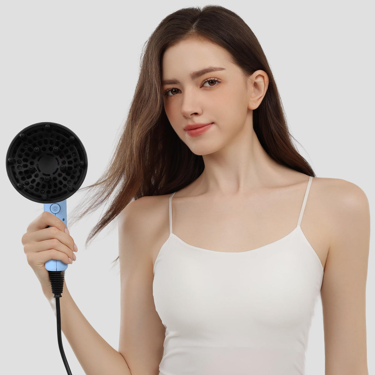 Aina Diffuser Hair Dryer accessories laid out