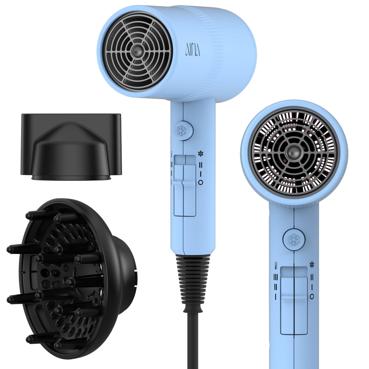Aina Diffuser Hair Dryer baby blue front view