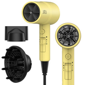 Aina Diffuser Hair Dryer front view in Zest Yellow