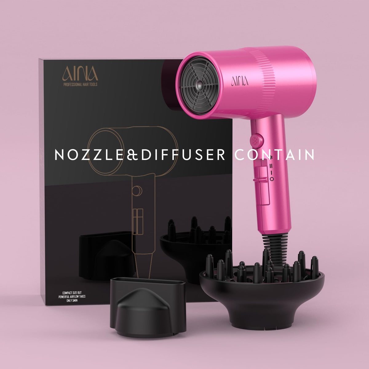 Aina Diffuser Hair Dryer in use with model
