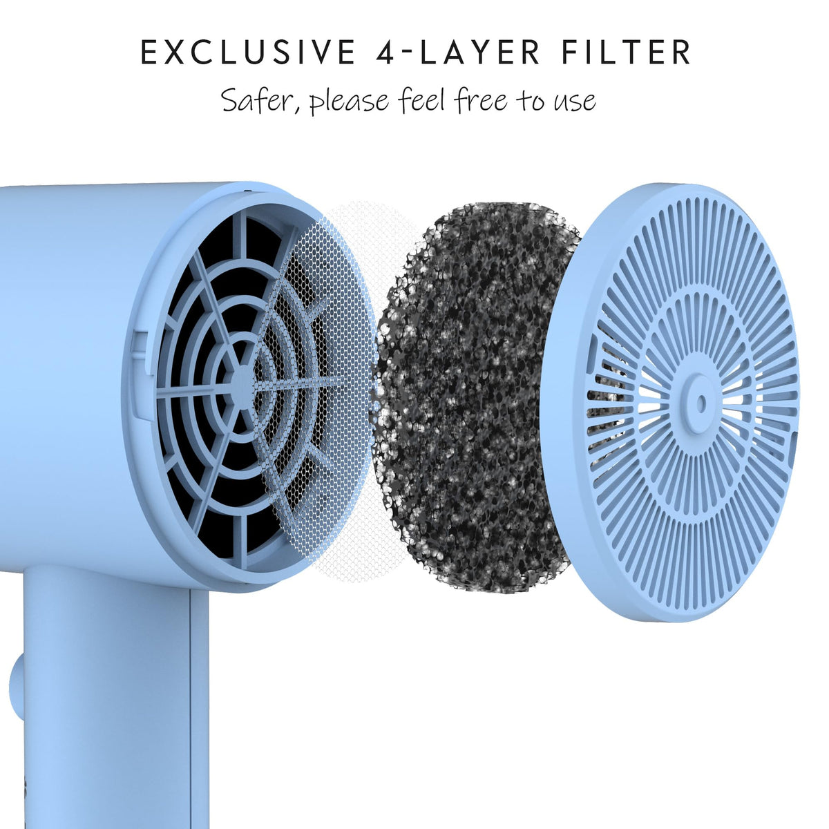 Aina Diffuser Hair Dryer side view with concentrator attachment
