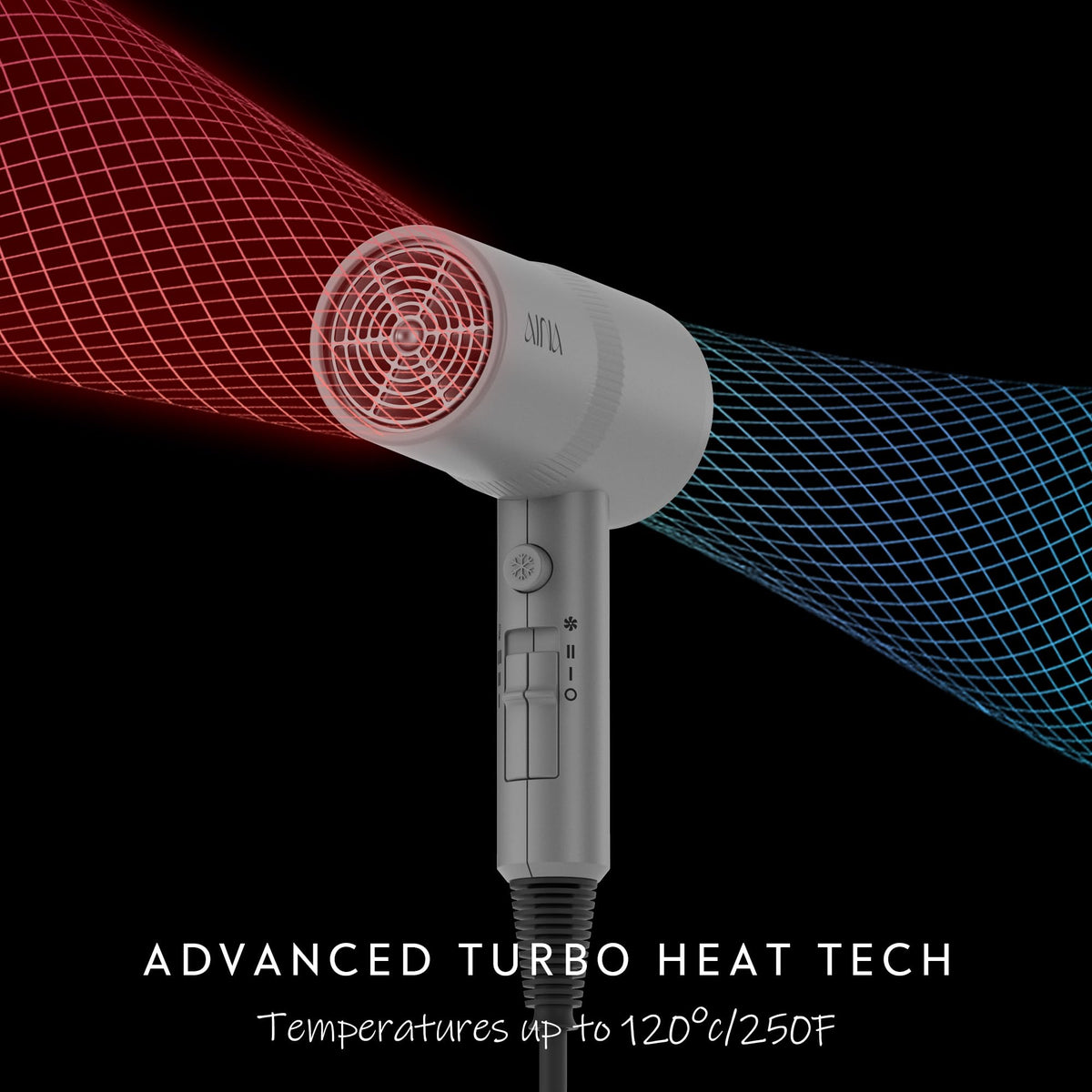 Aina Diffuser Hair Dryer side view with controls