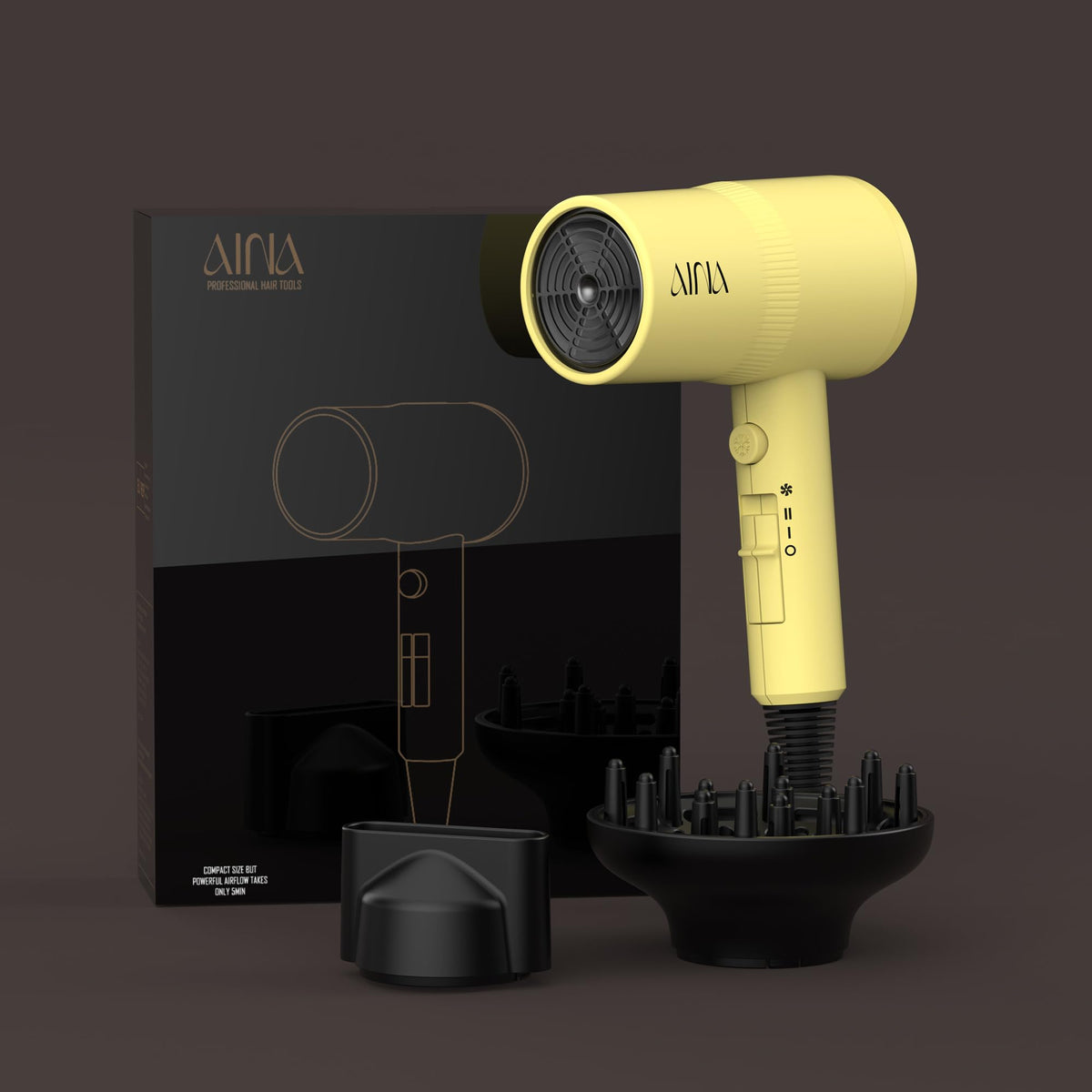 Aina Diffuser Hair Dryer with volumizing finger diffuser