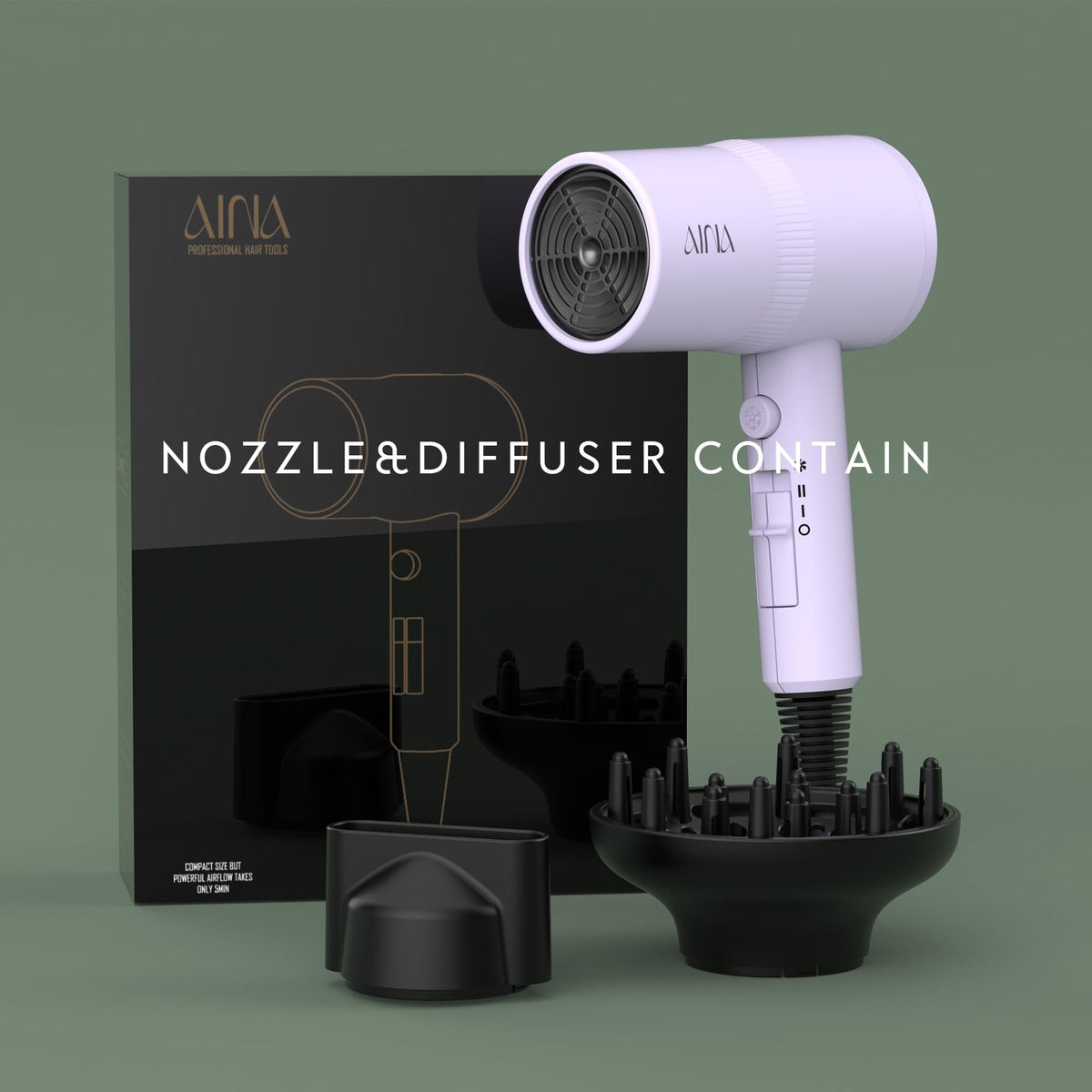 Aina Hair Dryer controls for heat and speed settings