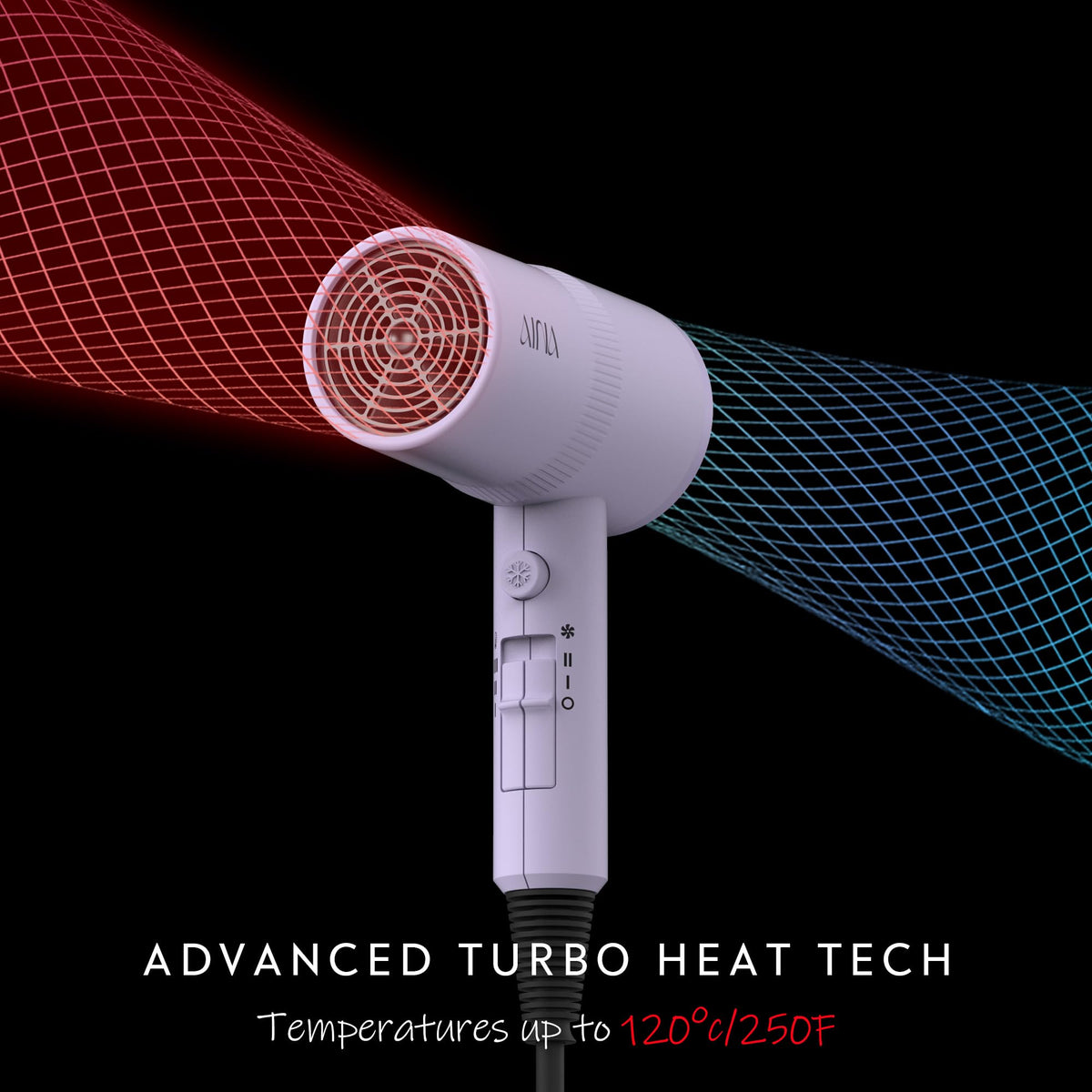 Aina Hair Dryer side view showcasing the 4-layer airflow filter