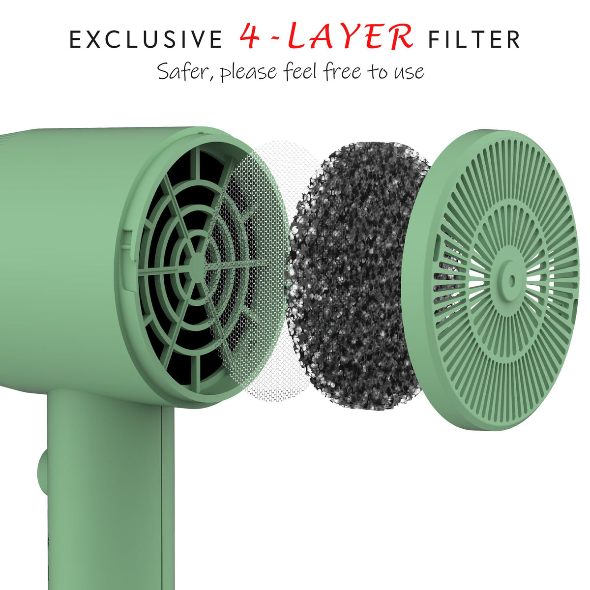 Aina Hair Dryer side view showcasing the concentrator attachment