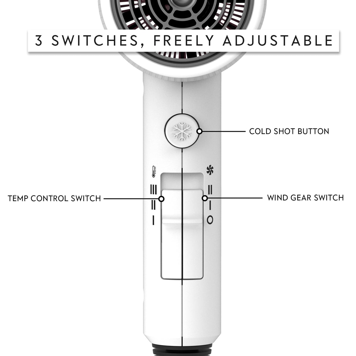 Aina Hair Dryer side view with controls