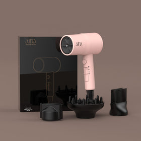 Aina Hair Dryer with accessories laid out