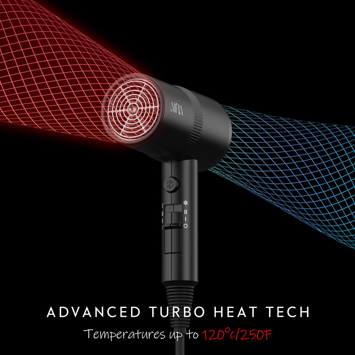 Aina Hair Dryer with concentrator attachment in use