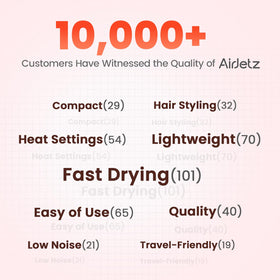 AirJetz Hair Dryer LED display showing temperature settings