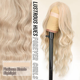 AISI HAIR 26 Inch blonde highlight wig back view