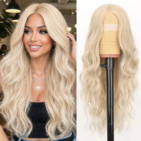 AISI HAIR 26 Inch blonde highlight wig front view
